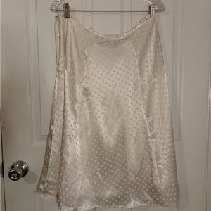 Ivory Satin Polka Dot A-Line Skirt